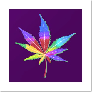 Colorful Cannabis Leaf T-Shirt Posters and Art